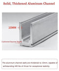 Solid, Thickened Aluminum Channel 10mm width with cushioned bayonet mount for strong support in various installations.