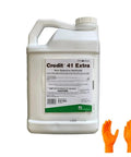 41 Percent Glyphosate Extra Herbicide For Row Crops 2.5 Gallons With Advanced Surfactant For Superior Absorption And Weed Control In Corn And Soybeans Includes Safety Gloves And Pest ID Card Easy Mix, 2.5 gal jug with orange gloves