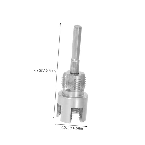 Yarnow Two Piece Pvc Pipe Threading Tool Kit With Internal And External Threader Carbon Steel Portable Pipe Thread Cutter For Plumbing And Home Repairs Compatible With Electric Drill showing a close-up of a threading tool.