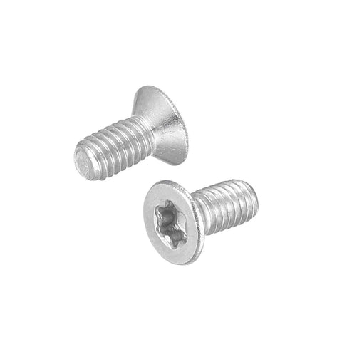 Zero Fuss 304 Stainless Steel Torx Security Screws Kit 120 Pack Countersunk Tamper Proof Bolts With Included T6 Wrench close-up of two screws