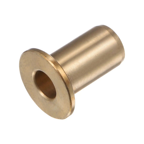 Two Pack Bronze Flange Bearing Sleeve Bushing With 8mm Bore And 12mm OD, 25mm Long, 20mm Flange Dia, 2mm Flange Thick, Self Lubricating For Heavy Duty Industrial Equipment