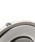Close-up of Heavy Duty 3-Jaw Lathe Chuck 12 Inch Self-Centering Beefy Grip showing steel body and jaws for wood lathe and metalworking.