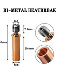 All Metal Bimetal Heat Break Upgrade For 3D Printers Titanium Copper Throat For Fast Heat Transfer Dope Performance Ender 3 V2 Neo Ender 3 Neo CR 6 Max CR 5 Pro And CR10 Series Hotend Component, M6 30mm bi-metal heat break with copper tube and titanium throat