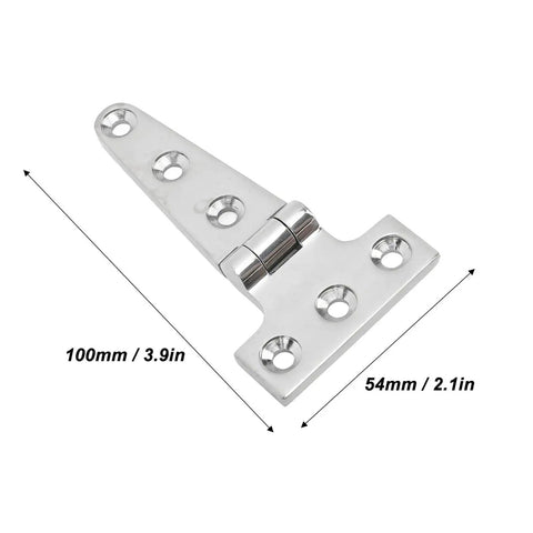 Self Closing Reversible Door Hinge 4 Piece Set Heavy Duty T Hinge Stainless Steel with dimensions; 100mm by 54mm