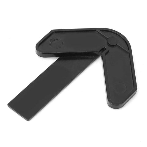 Black plastic center finder ruler with two hinged arms for locating the center of round workpieces (mini lathe/milling).