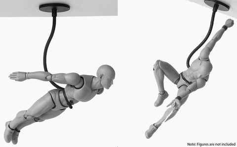 Magnetic Action Figure Stand With Scratch Free Silicone Base For 6 To 7 Inch Figures, Adjustable Dual Arm Clip Stop Motion Rig in use