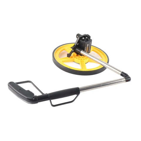 Rugged Workhorse Mechanical Range Measuring Wheel Crushing Miles And Inches Up To Ninety Nine Hundred Ninety Nine Feet with foldable grip and LED display.