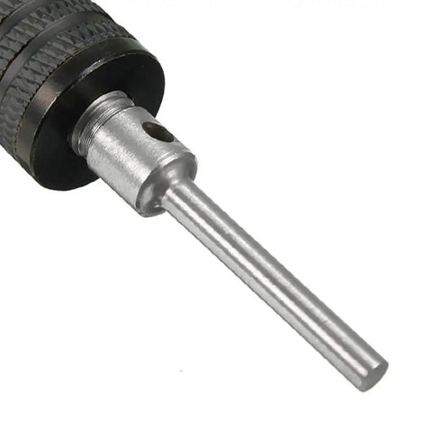 Two Piece 3mm Shank Three Jaw Keyless Drill Chuck Collet Conversion Adapter with 0.3 to 3.4 mm clamping range, close-up view