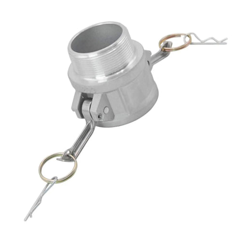 Heavy Duty Aluminum Cam Lock Hose Fitting Set 1 Inch Male NPT To 1 Inch Cam Lock Type B Global 2 Pack Includes 2 Cam Lock Gasket Fittings White For Heavy Duty Industrial Use, angled view