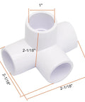 4 Pack 1/2 Inch PVC Fittings 4 Way Elbow Connector Furniture Grade For DIY Shelving And Storage Frames, close-up view