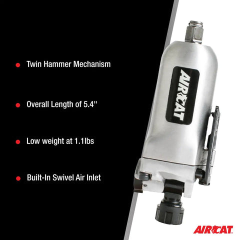 3/8 Inch Butterfly Impact Wrench with Built-In Air Inlet and Twin Hammer Mechanism, ergonomic grip, compact for tight spots