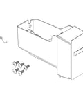 Ice Bucket And Auger Assembly For Samsung Refrigerator, Ice Container With Auger, OEM Part, side view with screws and spring.