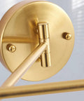 Close-up of the pivot joint of Industrial Metal Swing Arm Wall Sconce With A Sleek Dome Shade And Knockout Build For Cozy Bedroom Or Living Room Reading Vibes E27 Socket Modern Wall Fixture Black Brass Finish.