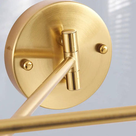 Close-up of the pivot joint of Industrial Metal Swing Arm Wall Sconce With A Sleek Dome Shade And Knockout Build For Cozy Bedroom Or Living Room Reading Vibes E27 Socket Modern Wall Fixture Black Brass Finish.