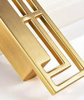 Gold Brushed Copper Finish Cabinet Handles Set Of Six 100mm Long 32mm Wide 20mm Thick Double Hole 32mm Center To Center Zinc Alloy Pulls With Auspicious Chinese Patterns For Kitchen Drawers Cabinets And TV Consoles