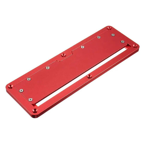 Red aluminum Table Saw Throat Plate With Flip Cover For Upside Down Cuts, Adjustable Circular Saw Table Insert Plate