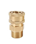 Three Eighths Inch To M22 Male Quick Release Pressure Washer Connector Copper Adapter For Garden Hose Easy Change, Gold Finish Spare Part