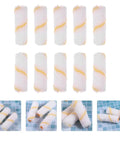 48 Pack Mini Paint Roller Covers With Super Soft Polyester Nap in assorted colors for trim work and detail painting.