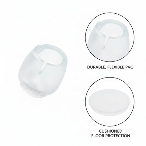 Clear Trim To Fit Furniture Leg Protectors With Adjustable Glides PVC Floor Pads For Hardwood Tile And Laminate Floors 8 Pack