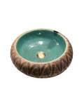 Modern Ceramic Vessel Sink Basin For Bathroom And Balcony Counter Top, 45cm round basin with teal interior and textured exterior.