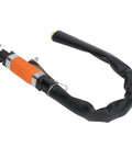 Heavy Duty Air Reciprocating File With Three Tungsten Burrs For Slick Deburring And Fast Precision Cutting At 6300 SPM showing handle and hose.