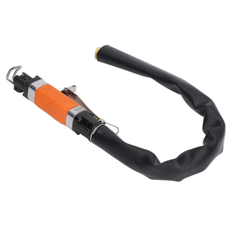 Heavy Duty Air Reciprocating File With Three Tungsten Burrs For Slick Deburring And Fast Precision Cutting At 6300 SPM showing handle and hose.