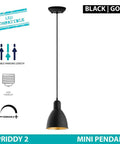 Priddy 1-Light Mini Pendant With Steel Shade Black And Gold For Kitchen Island Hallway And Dining Room Sleek Dope Modern LED Compatible