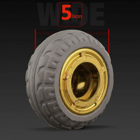 Heavy Duty 8 Inch Rubber Swivel Caster Wheels 4 Pack Silent Load Haulers For Furniture And Commercial Gear Crafted Tight To Glide Easy Across Shops Or Homes Gray Set Smooth As Butter showing 5cm caster wheel with gold hub.