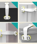Dual Pack Safety Cabinet Locks For Drawers And Doors ABS Material Kid Proof Locks installed on various appliances