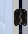 24 Pack Matte Black Interior Door Hinges No Squeak 3.5 Inch Rounded Corner With Five Eighths Radius And Removable Pin on white door