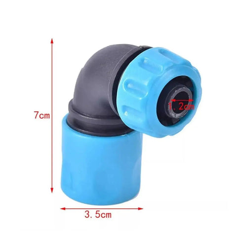 5 Pack 1/2 Inch Garden Water Connector Rapid Connection Adapter Quick Connect Faucet Joint Elbow Plastic Pipe Fittings for Hose Repair No Fuss Extension Irrigation and Car Wash ABS Durable Blue, blue elbow fitting shown with 7cm height
