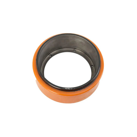 Get Your Electric Pallet Truck Rolling Smooth Again With This Heavy Duty 210X70mm PU Drive Wheel, featuring a solid orange polyurethane exterior.