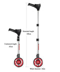 Straight Shooter Hand Pushed Measuring Wheel And Portable Telescoping Distance Tracker With Hd Lcd Screen showing stretched and contracted lengths.