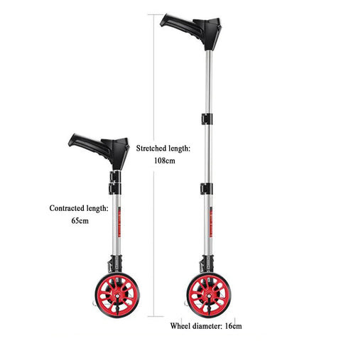 Straight Shooter Hand Pushed Measuring Wheel And Portable Telescoping Distance Tracker With Hd Lcd Screen showing stretched and contracted lengths.