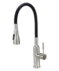 PF7509A Dual Spray Kitchen And Laundry Faucet With Flexible Neck Deck Mount Black Finish 3/8 Inch Lines And Hose Adapter