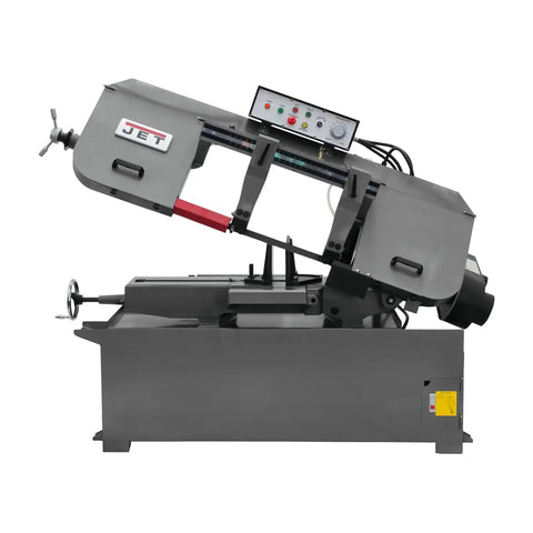 13 By 21 Inch Semi Automatic Horizontal Bandsaw Workhorse With 3 HP Motor, 230 460V 3 Phase, Self Propelled Blade Brush, Carbide Guides With Roller Bearings, Coolant Through Blade Guides, Hydraulic Downfeed, Quick Vise Setup For Fast, Accurate Cuts
