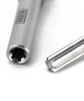 Close-up of Stainless Steel Center Drive Shafts for Redcat Ascent 18 RC Upgrade, highlighting precise joint and spline details.