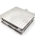Heavy Duty Portable Welding Workbench With Smooth Xy Tracking, Versatile Marking And Engraving Base For Optics Projects, silver top view.