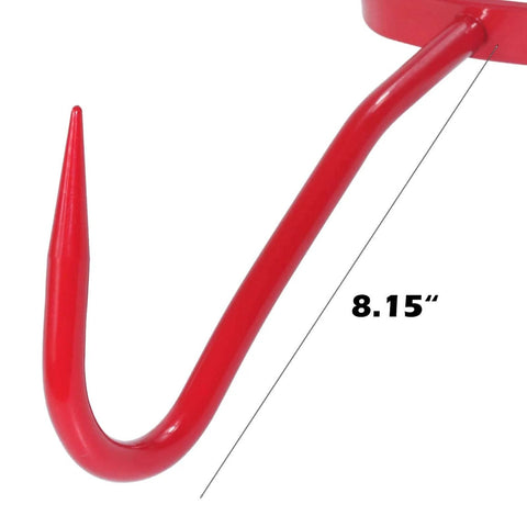 Close-up of Two Pack 11 Inch Hay Hook Replacements For 47010500 And S47010500, featuring an 8.15-inch red cold rolled steel hook.