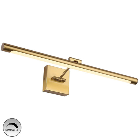 Dimmable LED Picture Light for Artwork 24.4 Inch Swing Arm Wall Lamp Full Metal Brass Finish 3000K Warm White 14W Equal 70W Equivalent Hardwired Slick
