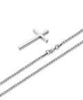 Dope Silver Stainless Steel Cross Necklace For Men, 20 Inch Box Chain Pendant, Hypoallergenic And Lead Free Christian Jewelry