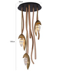 Sleek Three Light Solid Wood Pendant Lamp With Energy Saving Led Fixtures Postmodern Minimalist Hanging Drop Light showing 40cm diameter and 105cm height.