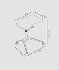 Zero Stress Height Adjustable Standing Desk With Smooth Roll Mobile Laptop Cart And Weight Bearing Pneumatic Lift For Relaxed Home Office Flex Setup White dimensions diagram showing adjustable height and casters.