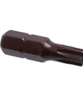 Heavy Duty T20 Torx Screwdriver Bits With Rock Solid Magnetic Security Heads And Snug 1/4 Inch Hex Shank Made From Top Shelf S2 Steel For A Dang Strong Hold On Every Fastener In This Sweet 24 Piece Bit Set - close-up view of T20 bit