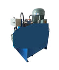 Heavy Duty Hydraulic Power Unit With Three Phase 415 Volt Industrial Pump moving seven to eighteen liters per minute, blue design.