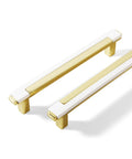 Set Of 10 White And Gold Cabinet Pulls For Kitchen Cabinets And Drawers Handles Zinc Alloy Hardware, 6in, minimalist design