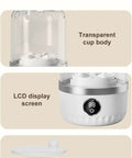 Portable Mini Washer Ultra Compact Wash Tub For Underwear And Socks showing transparent cup body and LCD display features.