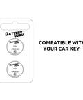 CR2032 3V Coin Cell Battery For Lexus GX 2020-2023 Smart Key Fob on packaging, showing compatibility and battery type.