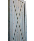 Slick Water Based Aging Wood Stain Yields Authentic Driftwood Gray Finish With One Coat Tannin Bond For Raw Interior Boards on barn door.