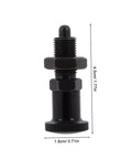 Heavy Duty Carbon Steel Reset Type Indexing Plunger For Industrial Machinery And Toolboxes, 4.5 cm tall and 1.8 cm wide, black finish.